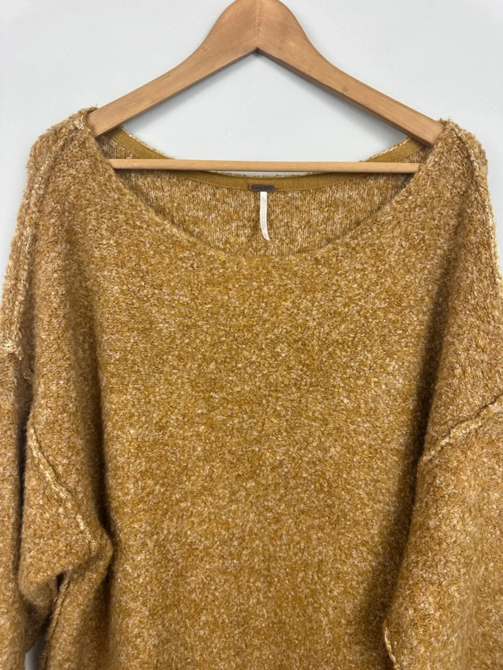 Free People Moira Slouchy Tunic Sweater Mustard Yellow Wool Blend Sz S